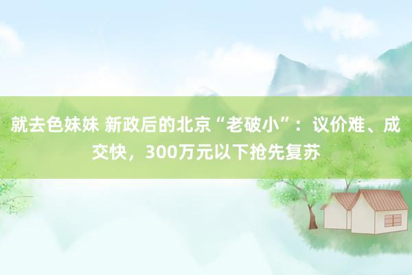 就去色妹妹 新政后的北京“老破小”：议价难、成交快，300万元以下抢先复苏