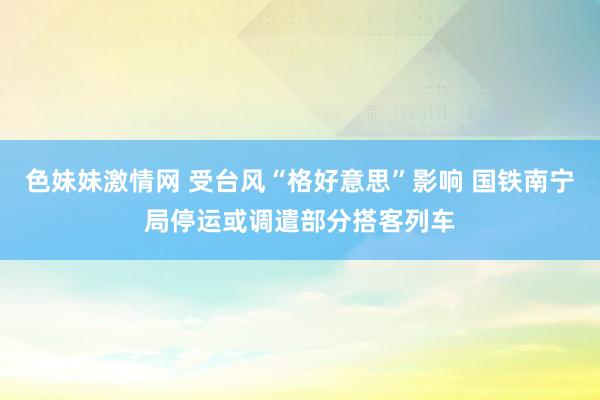 色妹妹激情网 受台风“格好意思”影响 国铁南宁局停运或调遣部分搭客列车