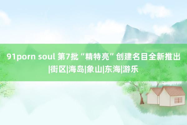 91porn soul 第7批“精特亮”创建名目全新推出|街区|海岛|象山|东海|游乐